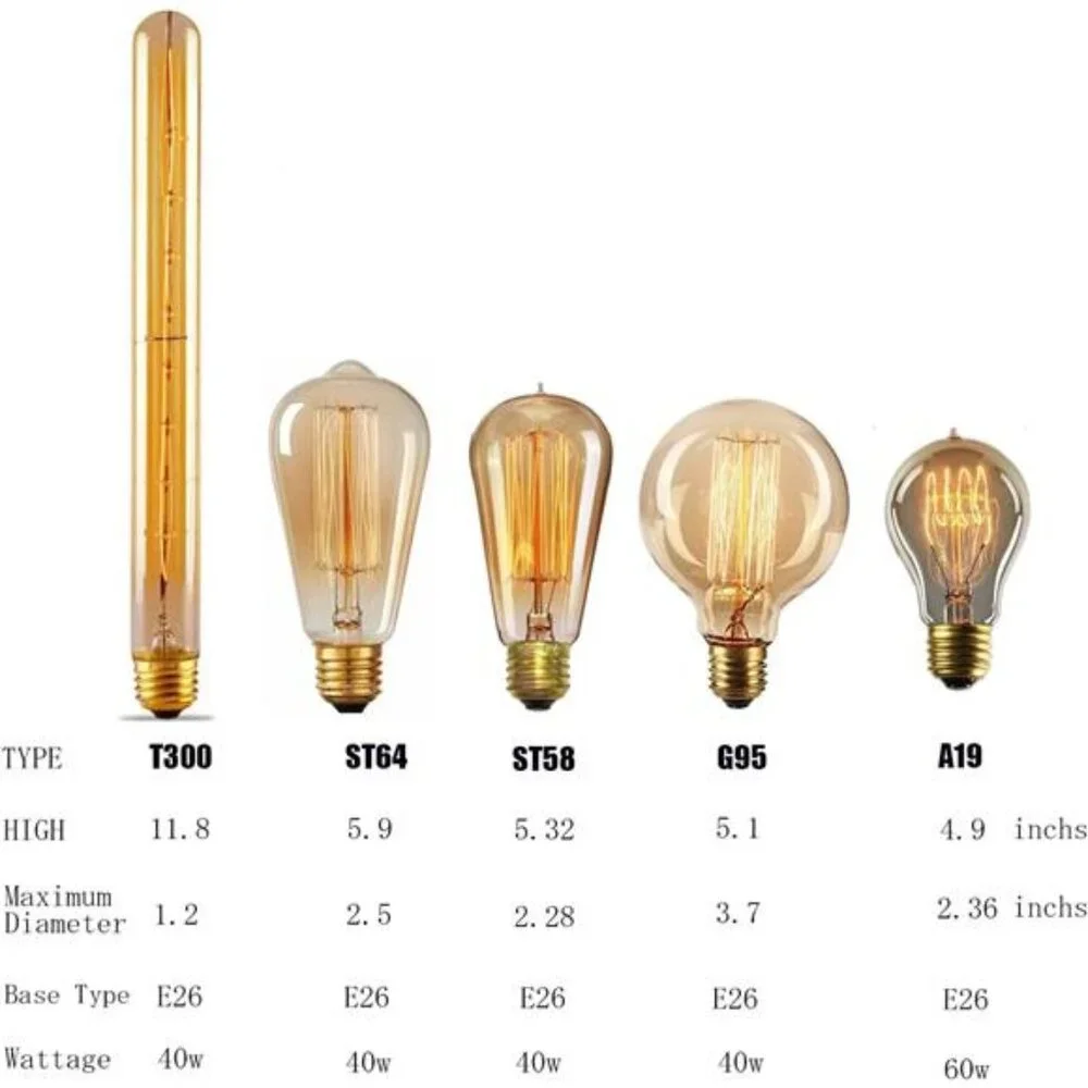 Vintage Edison Bulb,Large Round Edison Antique Light Bulbs-G30/G95 120V